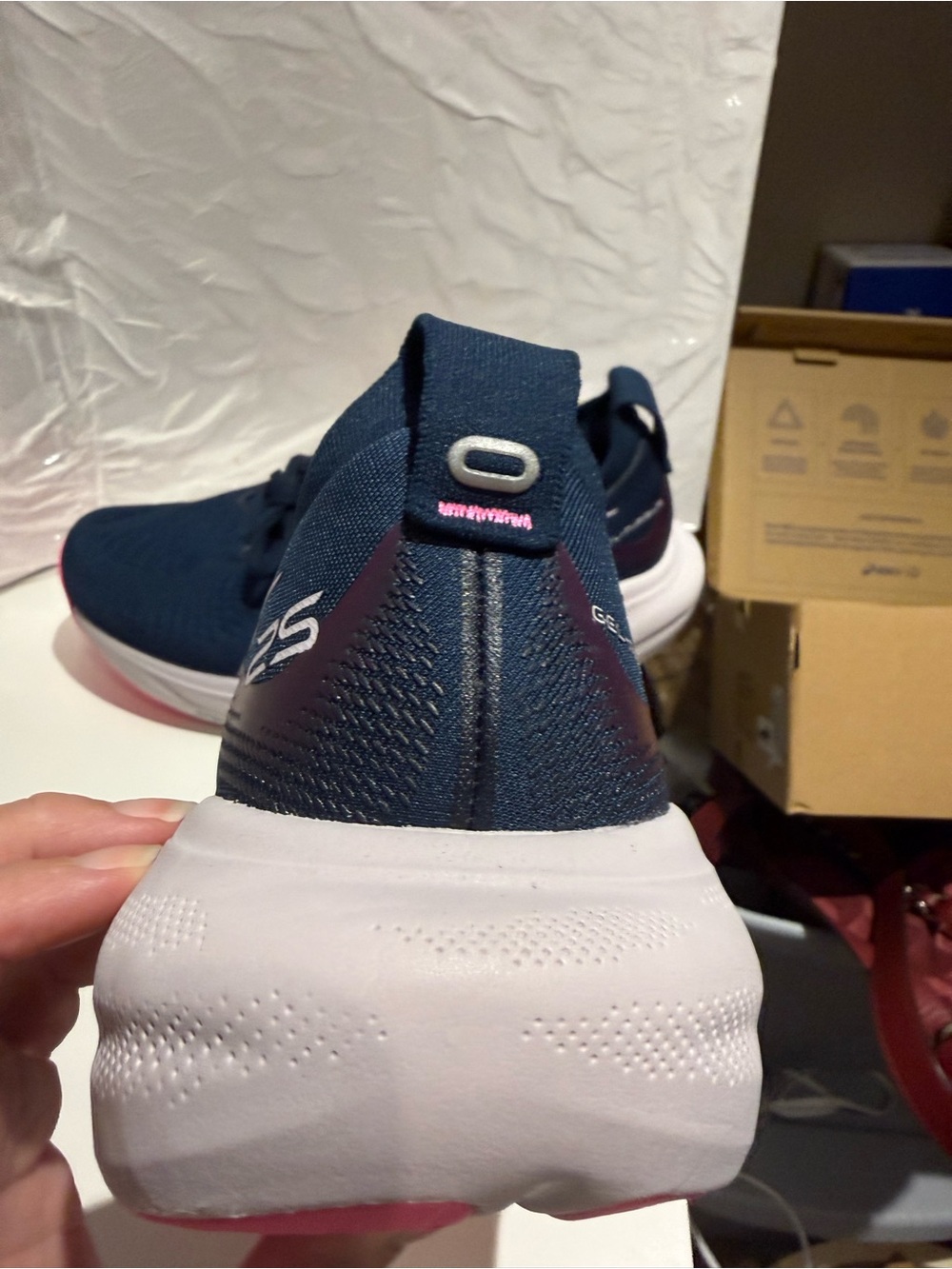 Asics Navy and Pink Women's Athletic Running Shoes - Picture 6 of 7